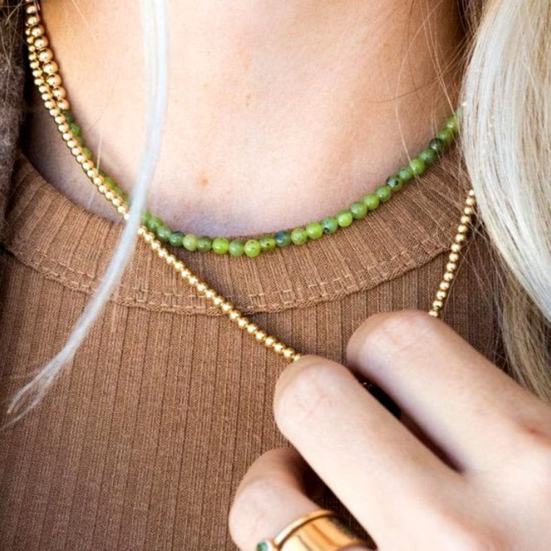 14k gold filled and jade necklace w 14k gold filled necklace layered neutral brown