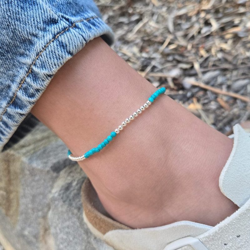 2mm sterling silver and turquoise bead anklet denim 5861497f 7e0d 4d8a ae42 c72e8c647d8a