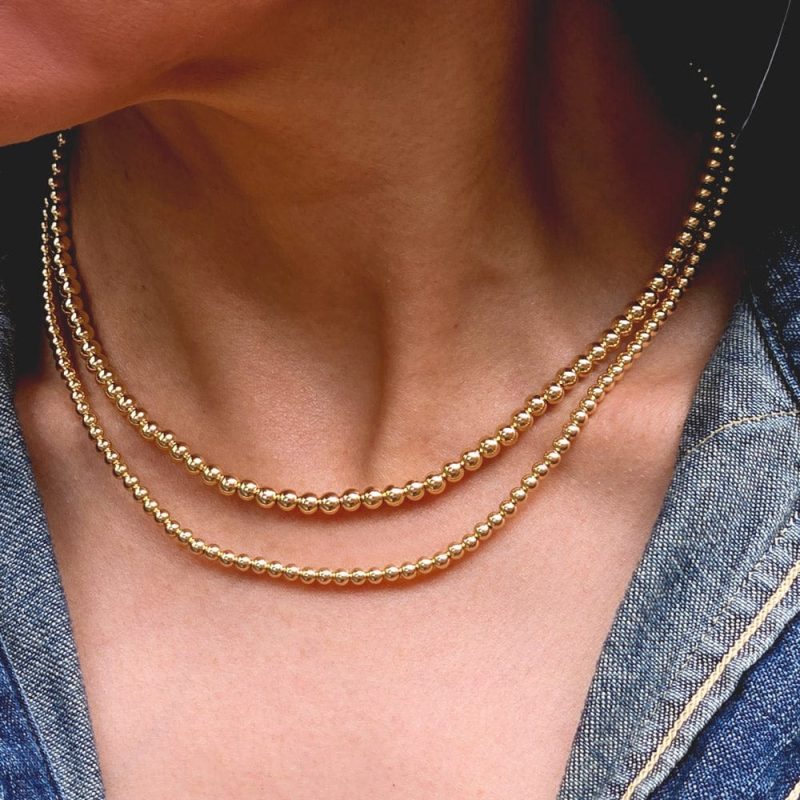 3mm and 4mm 14k gold filled necklaces denim