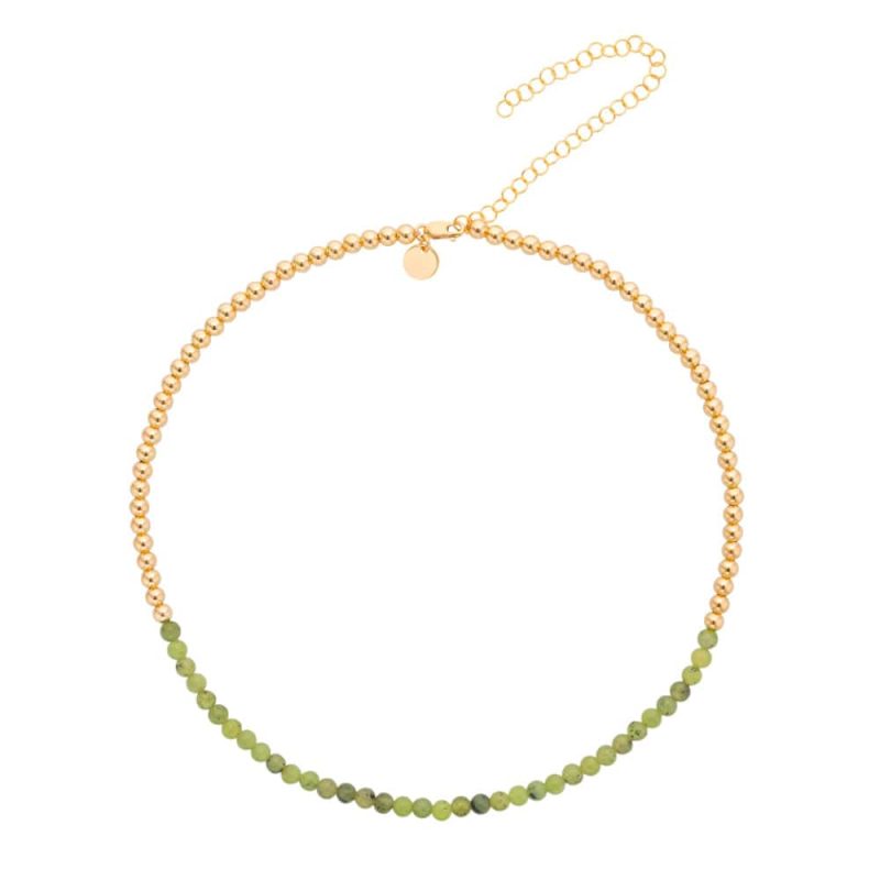 4mm 14k gold filled beaded nacklace w jade