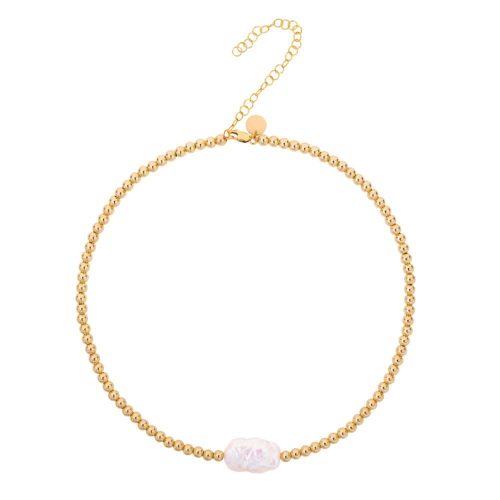 4mm 14k gold filled beaded nacklace w pearl