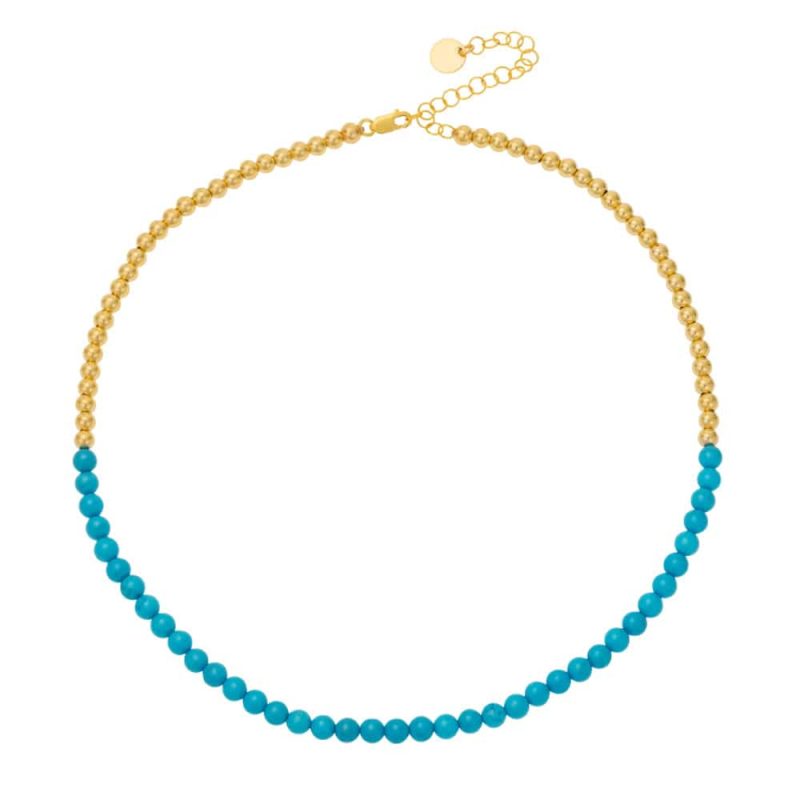 4mm 14k gold filled beaded nacklace w turquoise