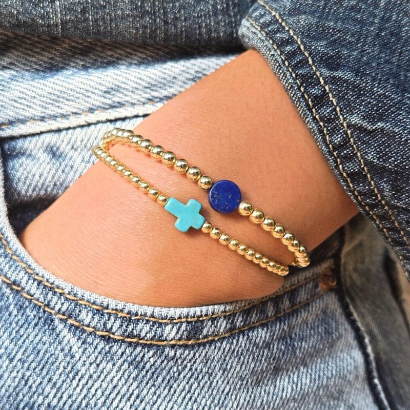 4mm 14k gold filled bracelet w blue lapis bead w 14k gold filled 3mm bracelet w turquoise cross charm denim 7839861e 6800 4844 babf 1f93d1526cd6