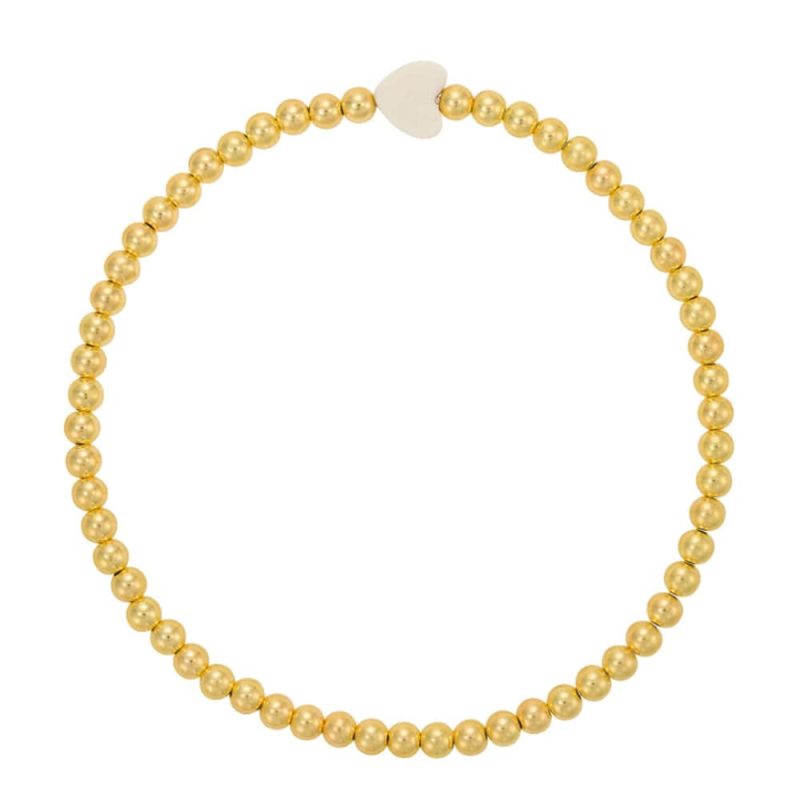 4mm 14k gold filled bracelet w pearl heart charm