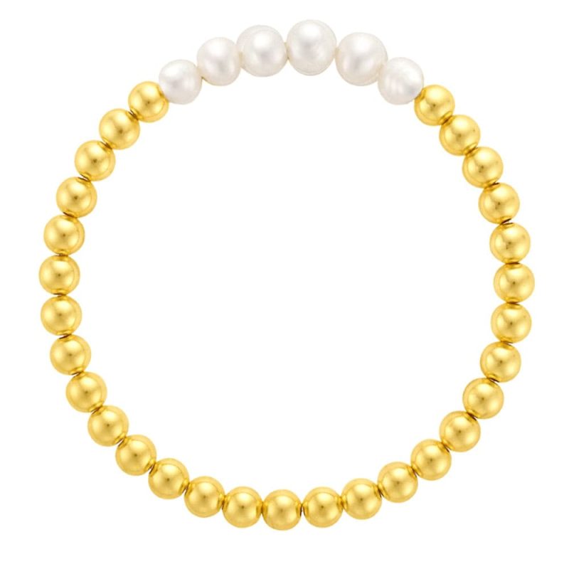 5mm 14k gold filled bracelet w 6 pearls