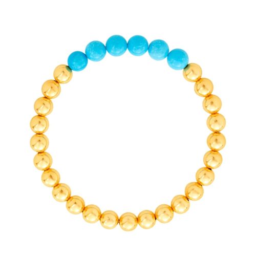 6mm gold filled bead bracelet w turquoise