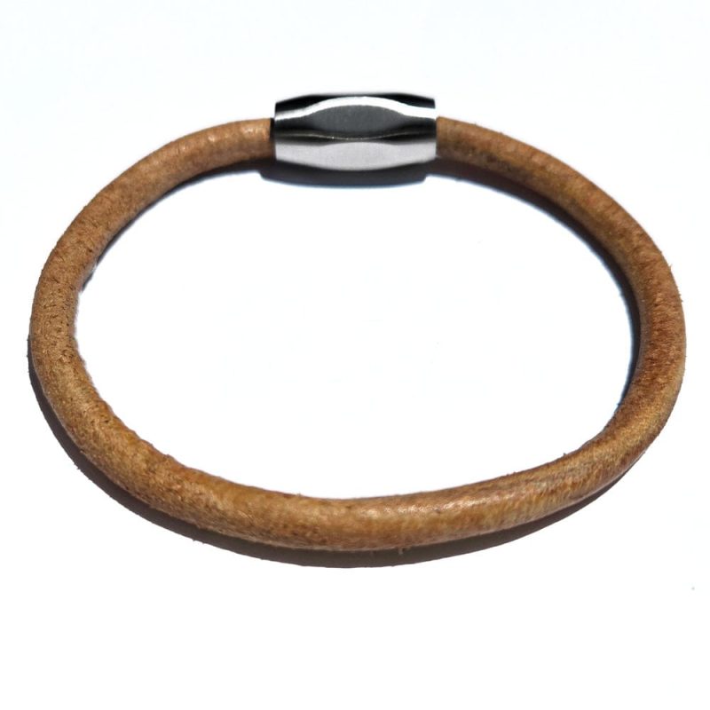 Ellis tan leather men s bracelet w magnetic clasp