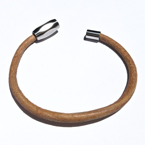 Ellis tan leather men s bracelet w magnetic clasp undone