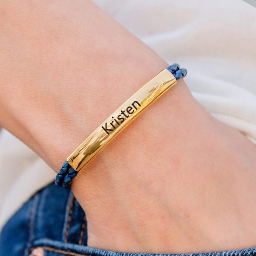 Gold Creations in blue leather bracelet denim Kristen