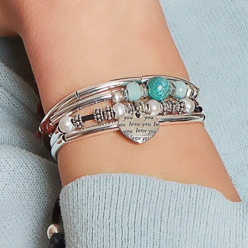 Kendall silver bracelt w Loving Words Charm w St Barts adjustable bracelet Lt Blue 6f164074 908c 4d62 9e7a afee38b36b24