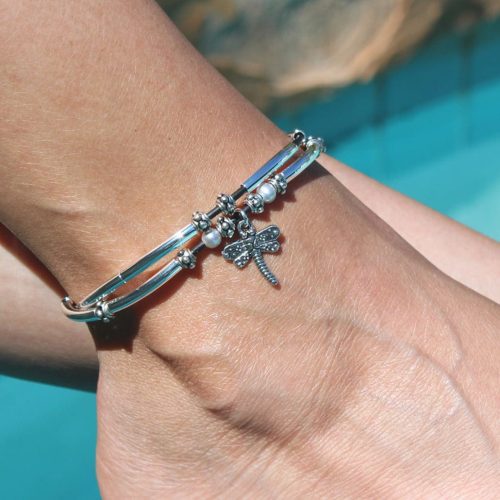 Lucy Nat Black leather Dragonfly Charm anklet2