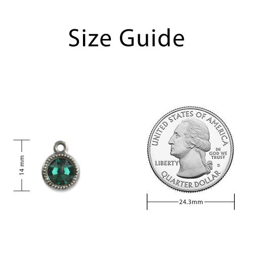 MayBirthstoneEmeraldGreenCrystalCharm SizingGuide