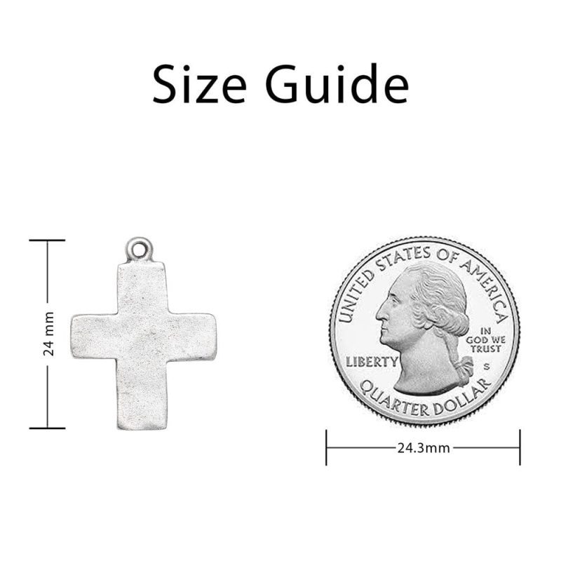 Measurement Image Divine Cross Silver 24 mm