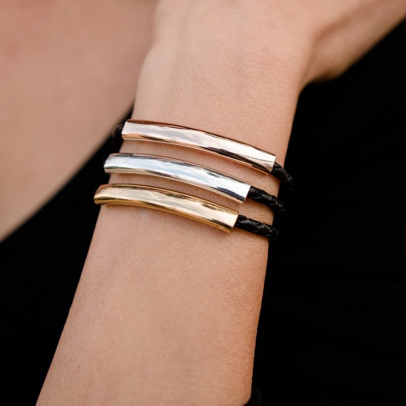 Mingle Engravable Bracelet Tricolor Gold Silver Rose Gold Black Sweater