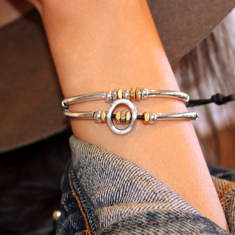 Optimism adjustable silver bracelet denim