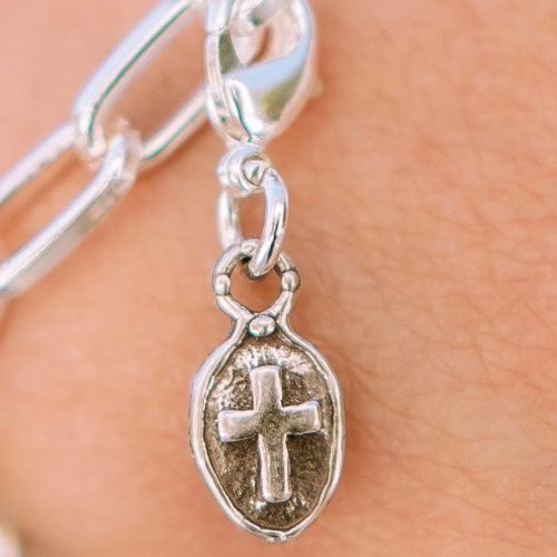 Oval Cross charm Silver