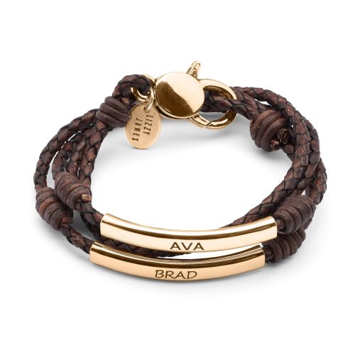 Perfect Pair engravable bracelet Gold natural mocha