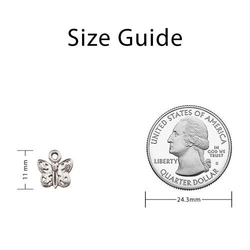 Petite Silver Butterfly Charm Measurement Image