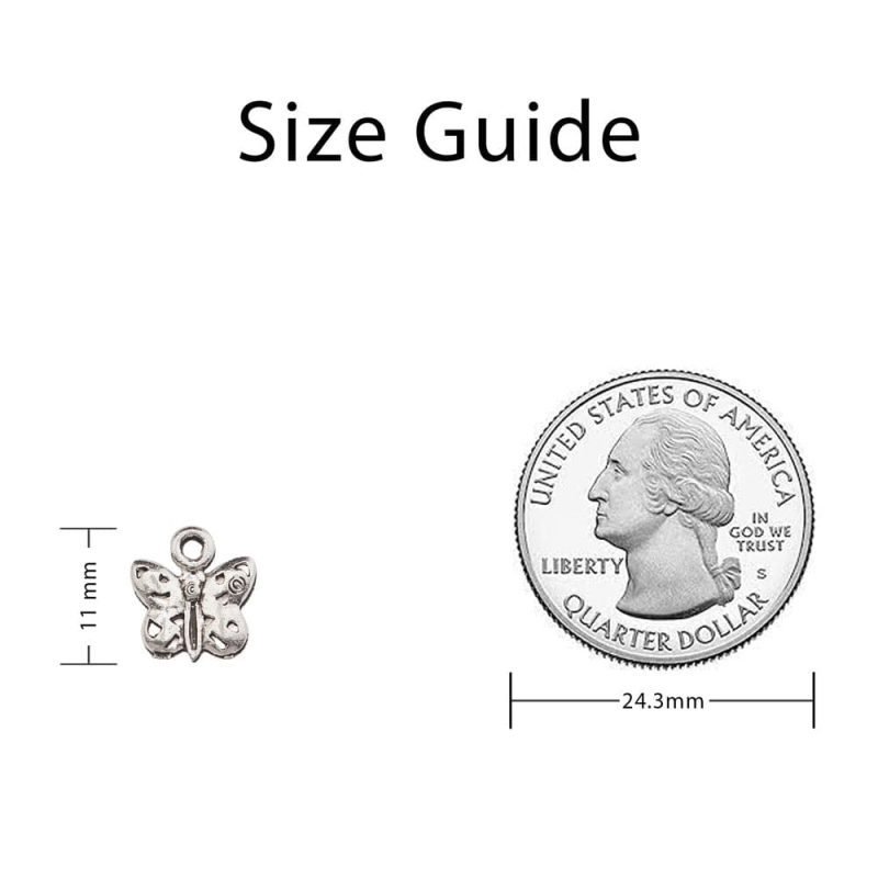 Petite Silver Butterfly Charm Measurement Image