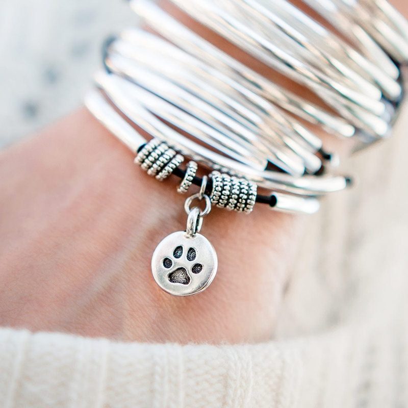 Stevie Bracelet with round Paw Charm paired with Lizzy Classic Bracelet