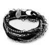 click to shop the Sydney Black Leather Wrap Bracelet with Rhinestones & Silver Loop Chain Bracelet Necklace Select Wrist Size*: Petite