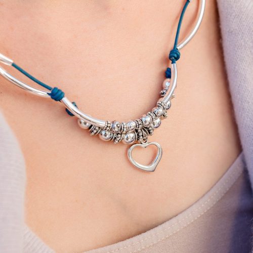 Tabitha AYCC wrap bracelet Necklace Open Heart Charm Silver necklace e684df11 b846 4ebb 8a6b f85e712b6e93