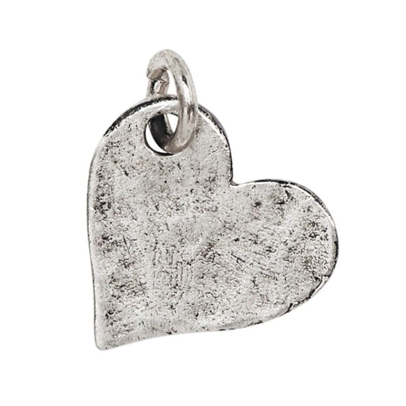 Textured Heart Charm Silver