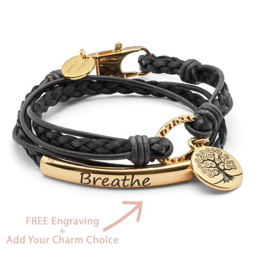 Truly BREATHE gold bracelet Nat black Flat Braid gold Tree