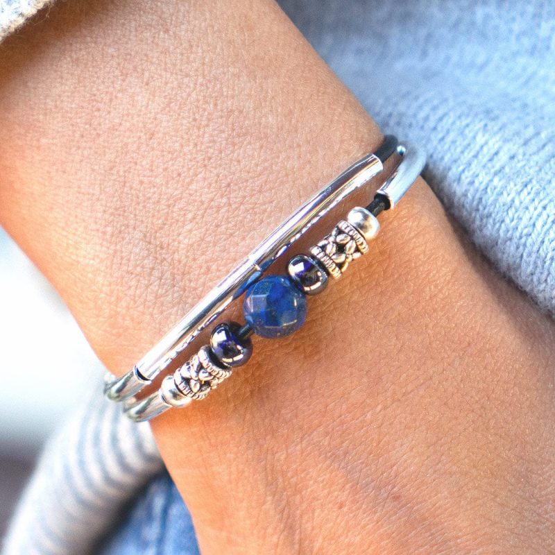 blue ocean adjustable silver bracelet