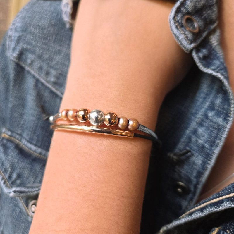 clau rose gold with pearls adjustbale bracelet denim