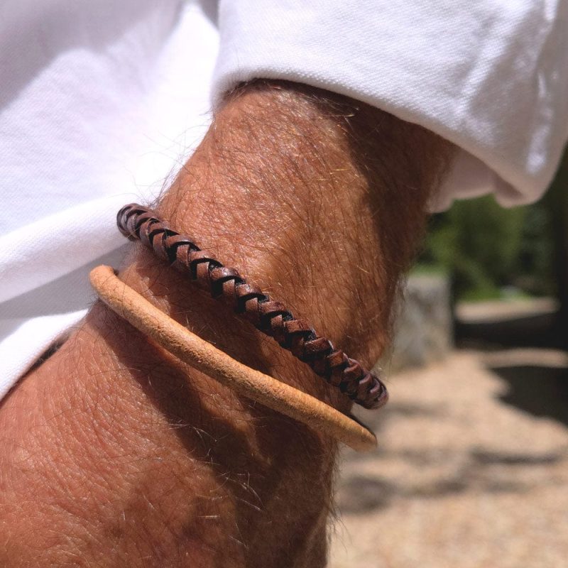 devon tan leather men s bracelet w brown braided leather bracelet white denim sq