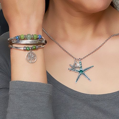 double starfish charm necklace with seagrass silver wrap bracelet w silver tree of life charm 12ca63ce 2da9 4b41 affa a6a8926e1064