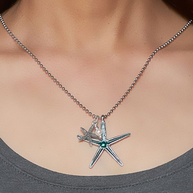 double starfish pendant adjustable necklace