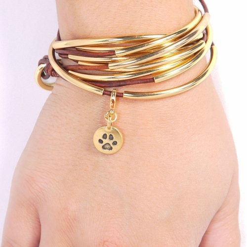 gold round paw charm