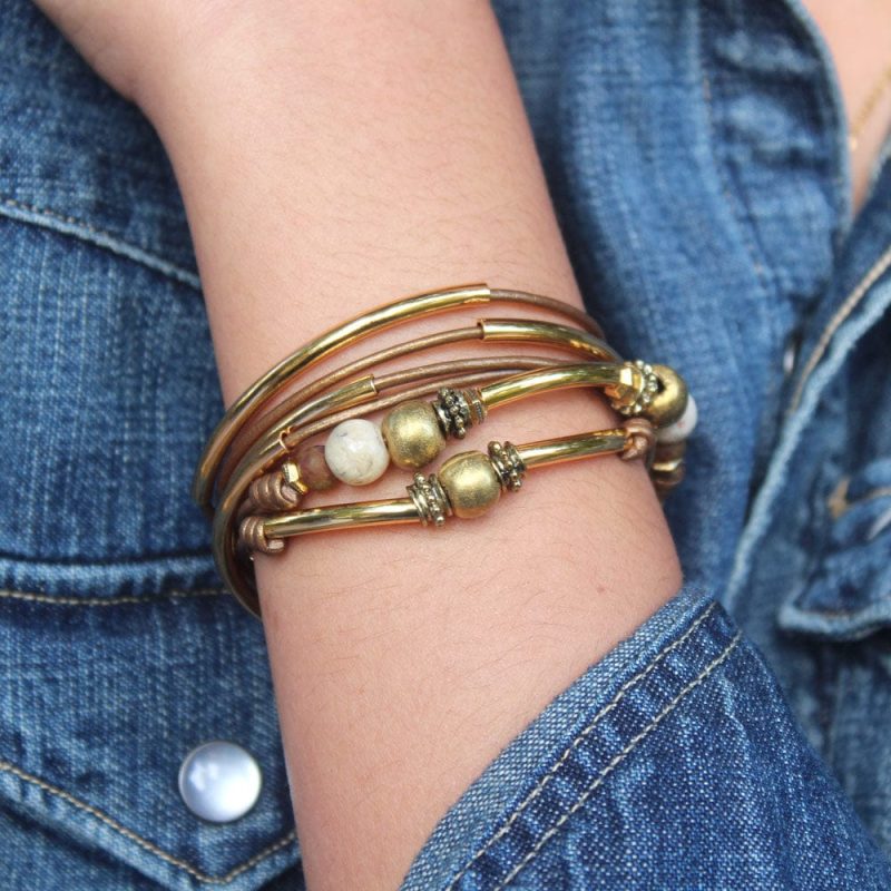 instafeed italy gold wrap bracelet w jasper denim square