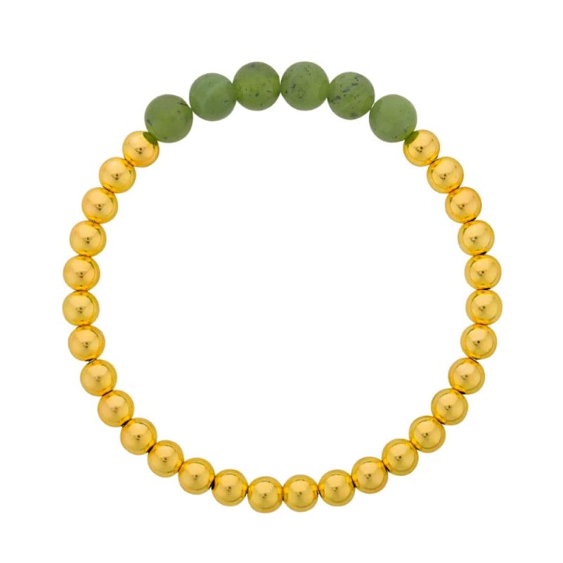 jade and 14k gold bead stretch to fit bracelet lj