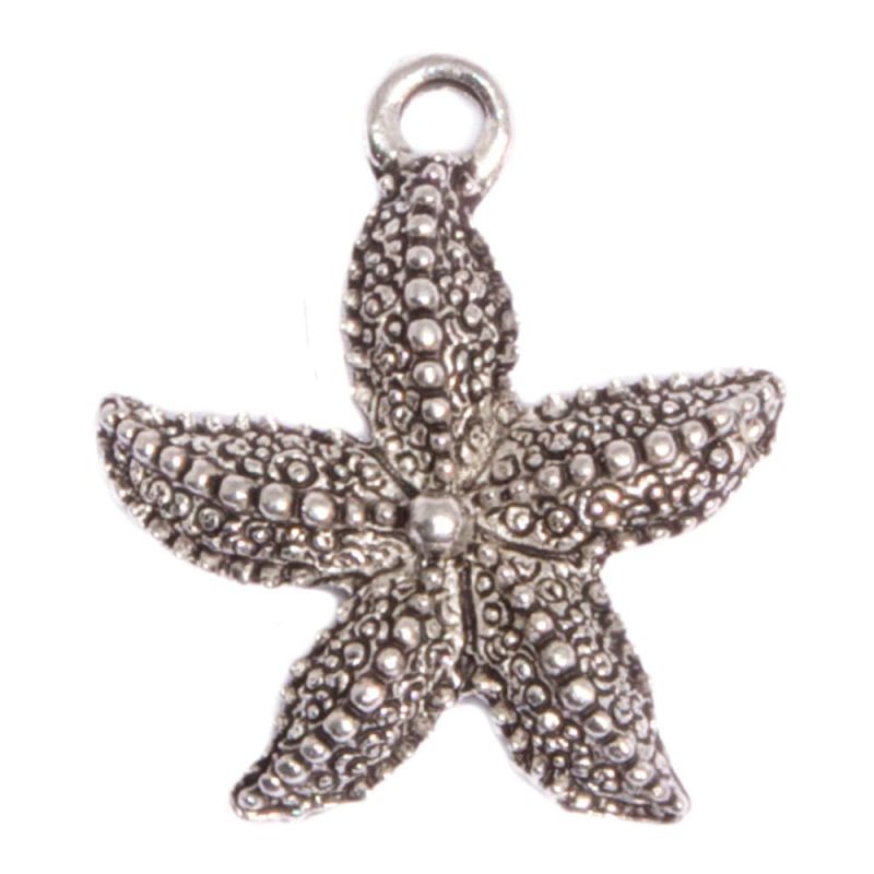 large starfish silver charm front