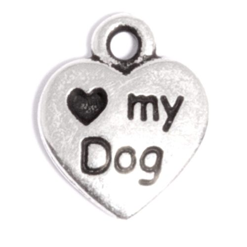 love my dog charm silver