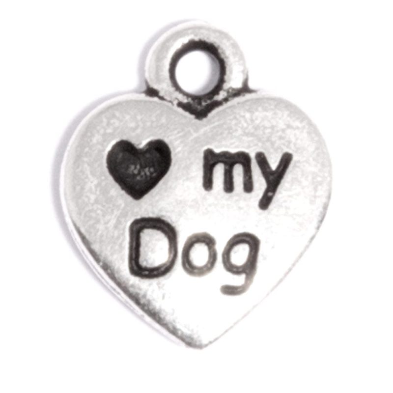 love my dog charm silver