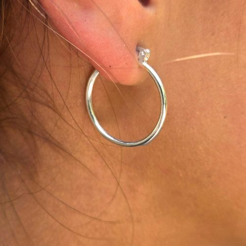 medium sterling silver hoop earrings