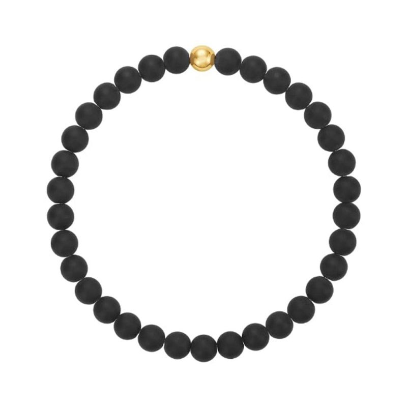 mens black onyx stretch to fit bracelet w 14k gold filled bead