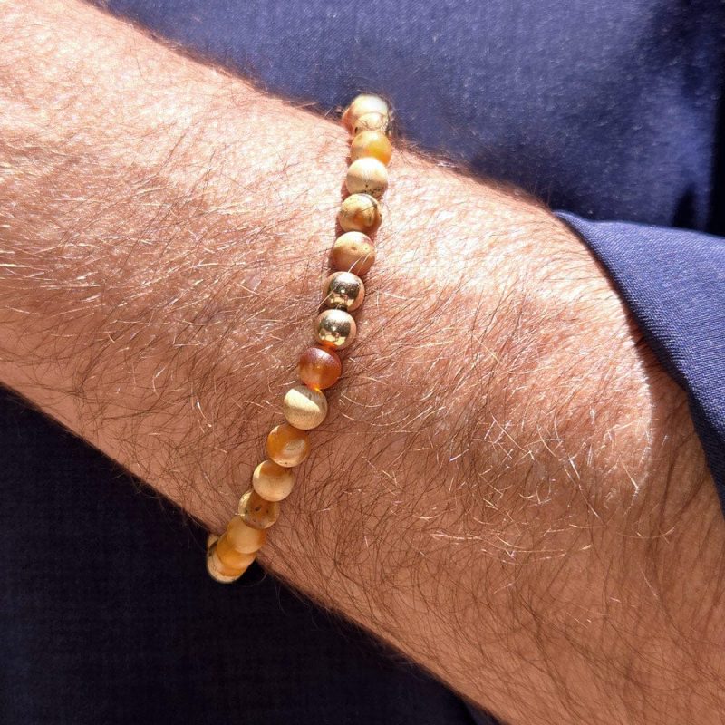 mens tigers eye bracelet w 2 14k gold filled beads blue ab240535 8dc5 4e9b 857b d13f0e9a041d