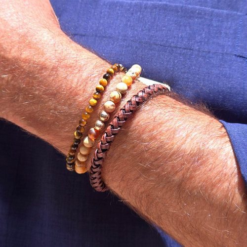 mens tigers eye small and large bracelets w Max mens braided leather bracelet blue