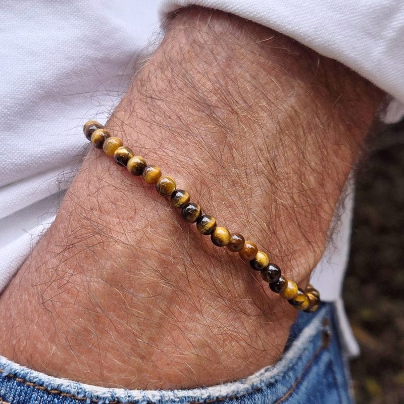 mini tiger s eye men s bracelet white shirt denim