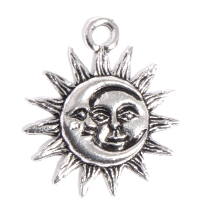 moon sun silver charm