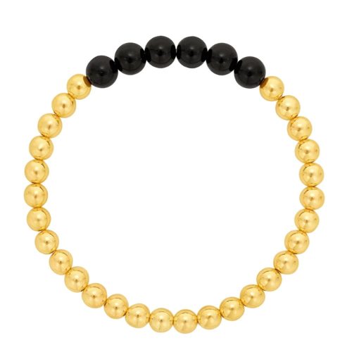 onyx and 14k gold bead stretch to fit bracelet lj