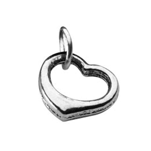 open heart silver charm