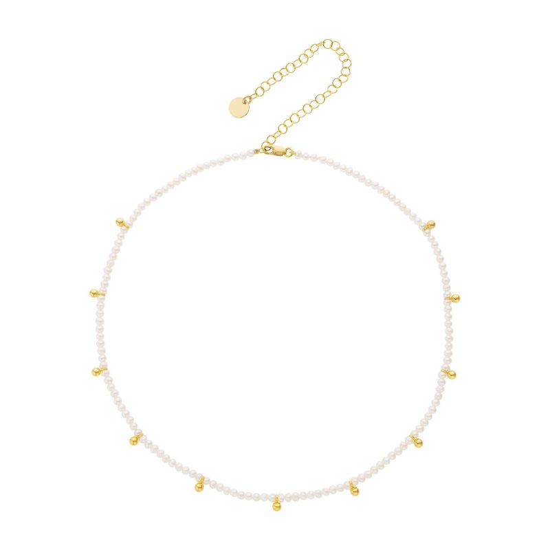 pearl and gold bead necklace