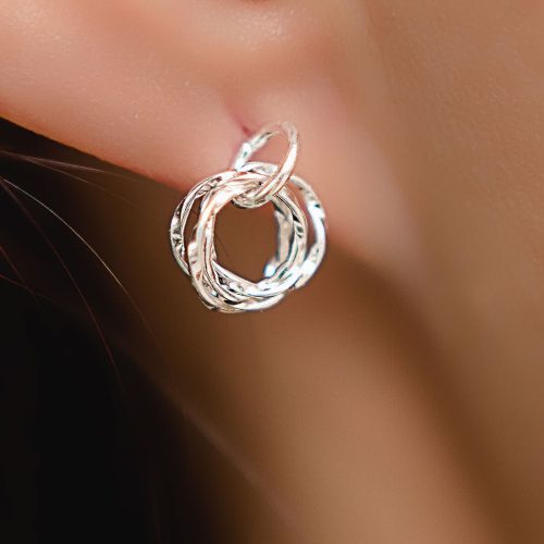 quad circle Sterling Silver Stud Earrings 17