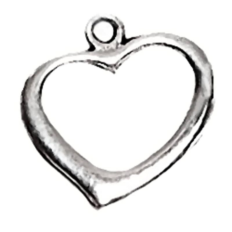 silver xl open heart charm